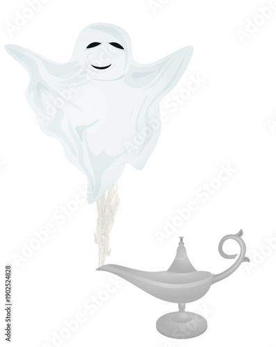 Grey old retro magic lamp. vector