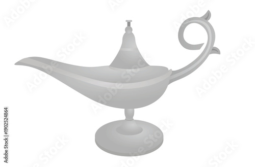 Grey old retro magic lamp. vector
