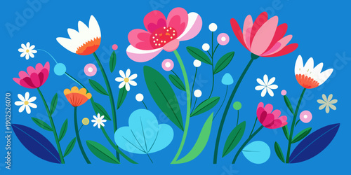 Flores de primavera sobe fondo azul
