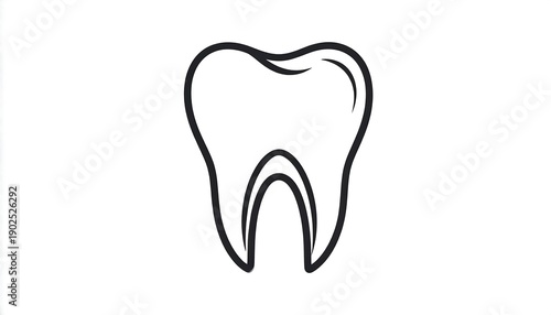 Illustration of a single tooth with black outline, set against a stark white background for medical or dental visuals