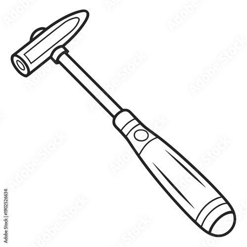 Flat vector illustration of a reflex hammer, symbolizing medical diagnosis, neurological testing, and healthcare professionals.