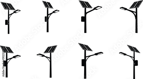 Solar powered street lights in eight different positions solar street lights solar panels