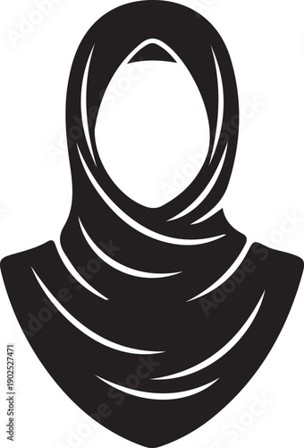 Hijab woman vector icon, Muslim modest headscarf illustration