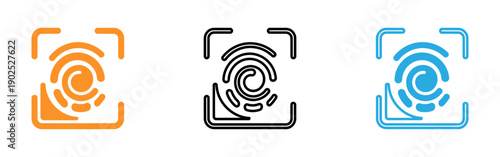 Fingerprint scanner icons in orange black and blue