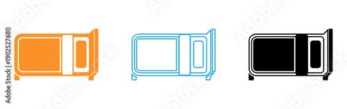 Microwave oven icons in orange blue and black