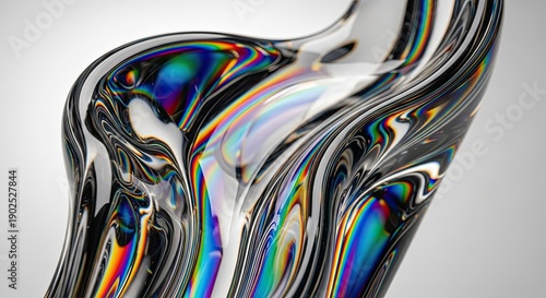 Wallpaper Mural Abstract iridescent form displaying rainbow colors against a neutral background Torontodigital.ca