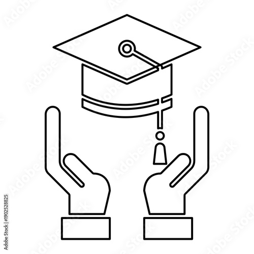 Graduate hat on hand icon