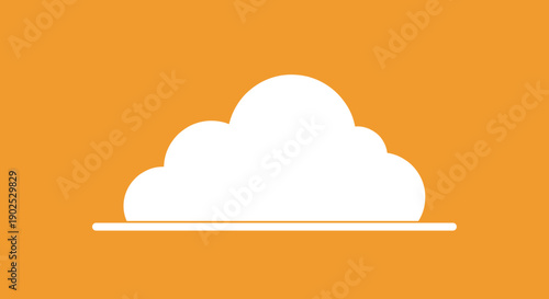 Simple white cloud graphic on orange background.