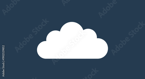 Simple White Cloud Icon on Dark Blue Background 1.