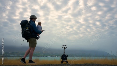 Father and Baby Enjoying Nature on a Scenic Adventure