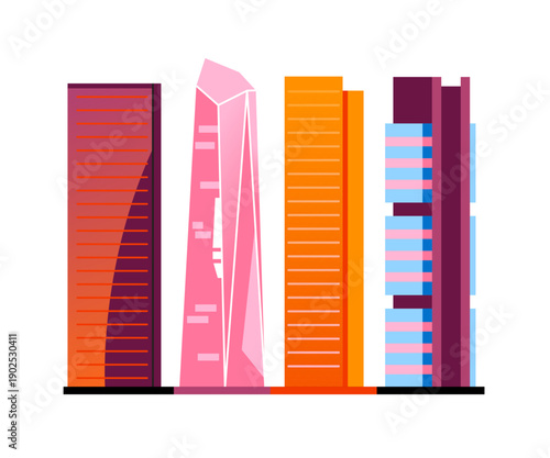 Cuatro Torres Business Area in Spain - colorful flat design style objects