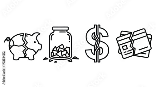 Savings, Investment and Financial Security Line Icons