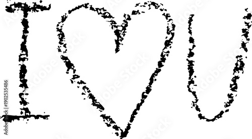 I Love You. Soft Pencil Hand Drawn Lettering.