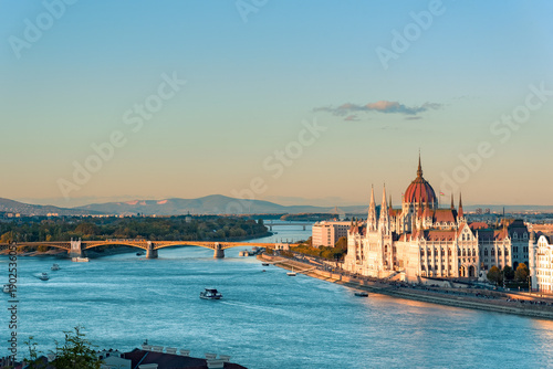 Hungarian Parliament building and Danube view
