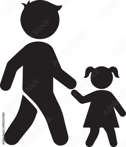 Silhouette of boy and girl holding hands and walking together happily free