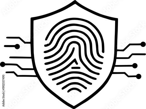 Digital Fingerprint Authentication Protection Icon