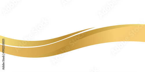 Flowing golden waves and swooshes with golden gradient for a luxurious border or footer on a certificate, banner