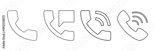 Phone Call Icon Set with Contact Us, Chat Bubble and Smartphone Buttons – Vector EPS 10