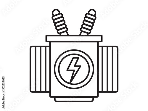 Electrical transformer with lightning bolt symbol outline electricity power energy