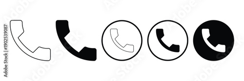 Phone Call Icon Set with Contact Us, Chat Bubble and Smartphone Buttons – Vector EPS 10