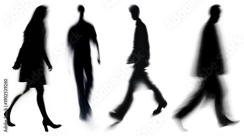 PNG Silhouettes walking in motion on transparent background