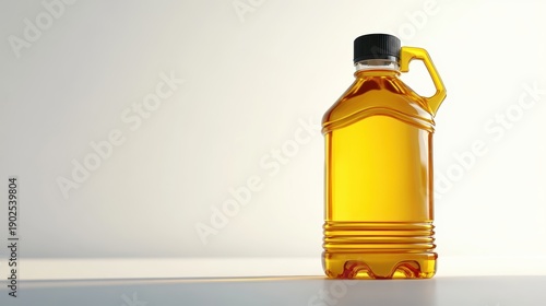 Clear Plastic Bottle with Liquid, Minimalist Product Shot on White Background, Food and Beverage Industry Visual.