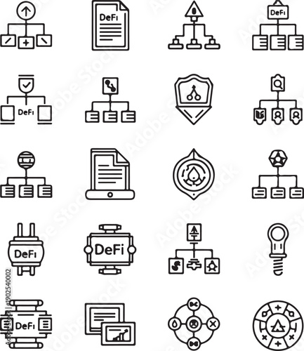 Blockchain and DeFi Technology Vector Icon Collection