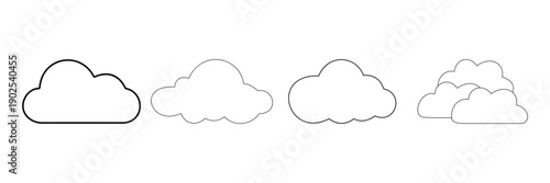 Cloud Icon Vector Set – Weather, Storage & Web Interface Symbols