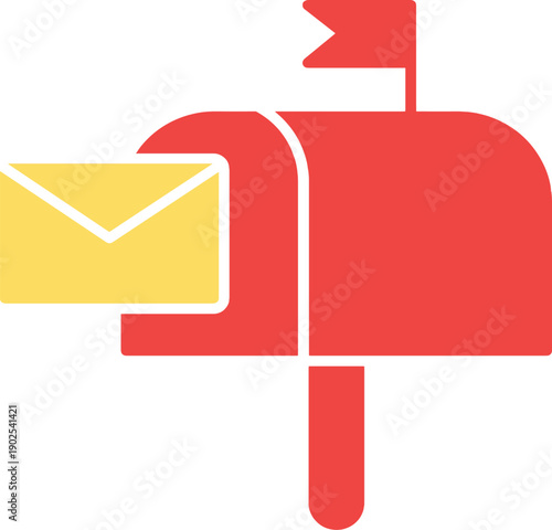 Red mailbox with yellow envelope icon