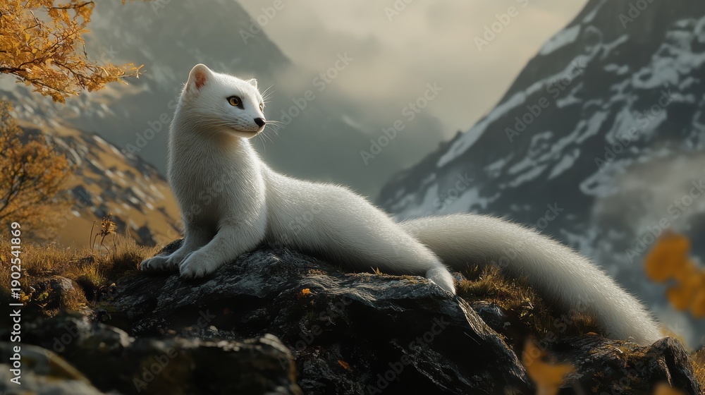Fototapeta premium Arctic Fox Portrait: Majestic Wildlife in Snowy Landscape, Sharp Focus, Stunning Detail, Natural Habitat, Winter Animal Photography