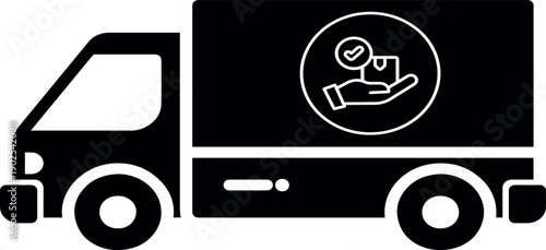 Delivery Truck Icon with Hand and Checkmark for Logistics