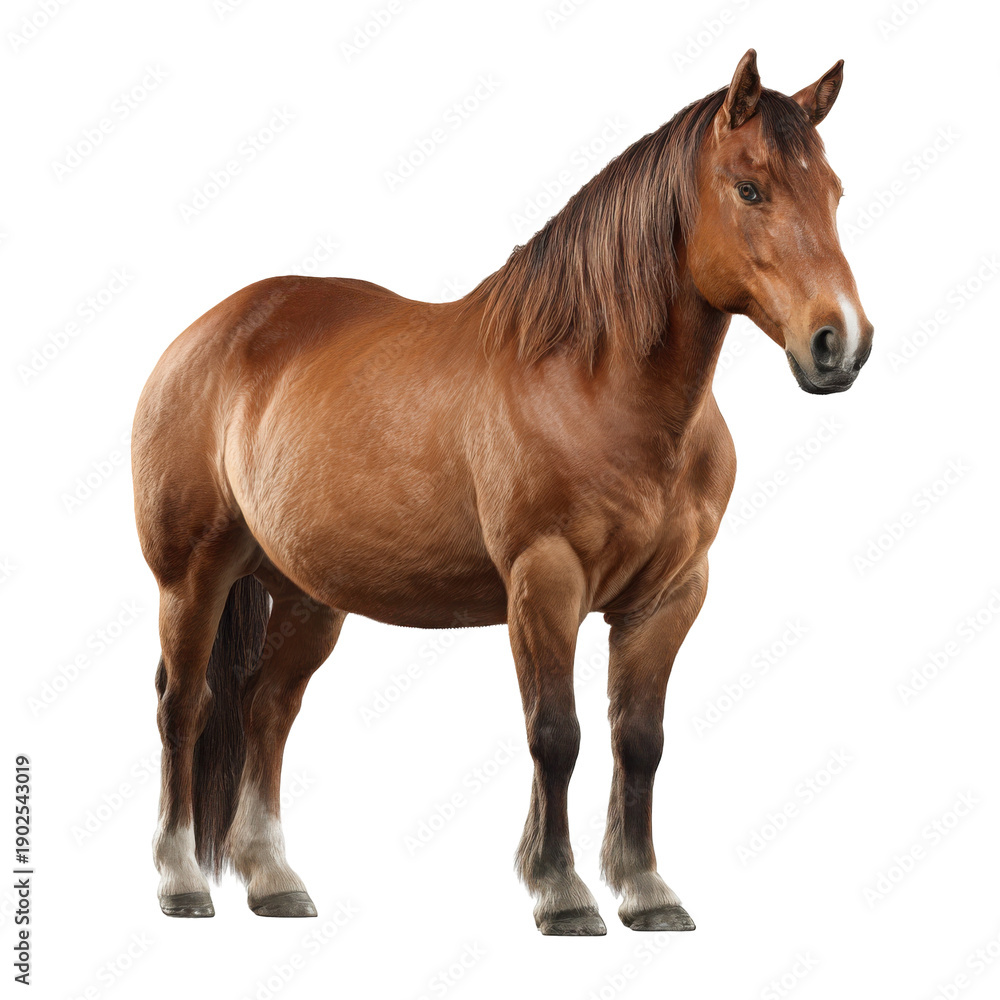 Obraz premium Beautiful brown horse standing isolated on transparent background