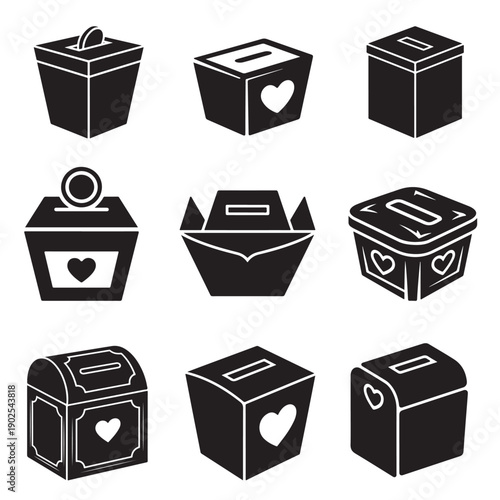 charity box silhouette line art vector illustration for design