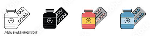 Set of colorful medical first aid kits and emergency supplies flat icons vector illustration