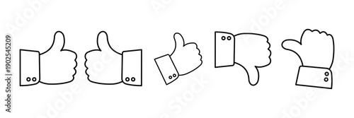Thumbs Up & Thumbs Down Icon Set – Like, Dislike and Feedback Symbols Vector Illustration