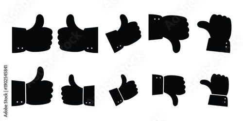 Thumbs Up & Thumbs Down Icon Set – Like, Dislike and Feedback Symbols Vector Illustration