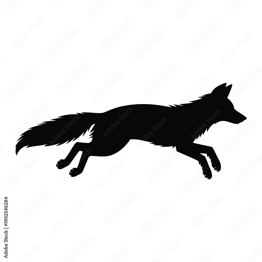 Fototapeta premium Fox running Vector, Silhouette, Illustration