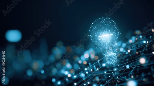 Glowing digital light bulb network concept