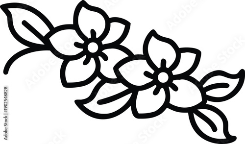 Simple Black and White Kids and Adult Coloring Page Illustration