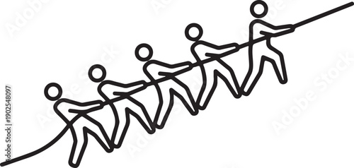 Tug of War Teamwork Icon Vector Illustration