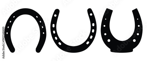 **Horseshoe Icon Set – Luck, Equestrian & Vector Silhouette