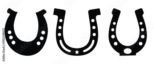 **Horseshoe Icon Set – Luck, Equestrian & Vector Silhouette