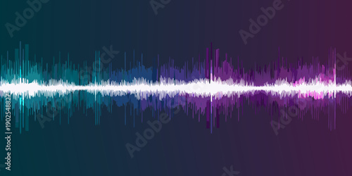 Abstract sound wave visualization with vibrant purple and teal tones