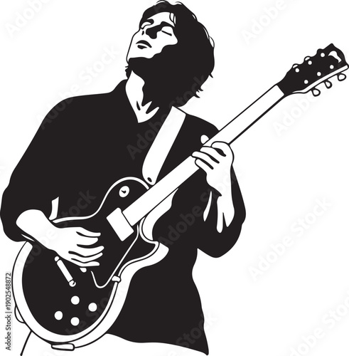 Rock Guitar Player Vector Silhouette Illustration