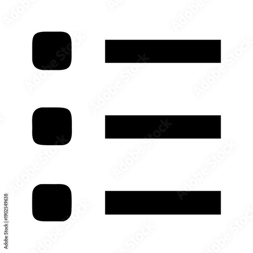 A simple graphic featuring black squares and rectangles on a white background.