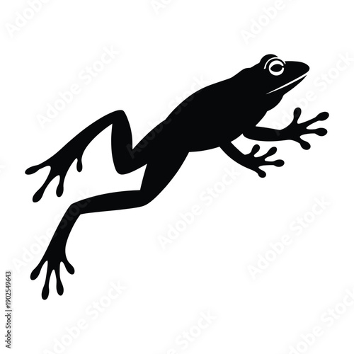 Frog mid-jump Vector, Silhouette, Illustration