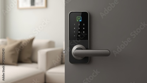 Smart door lock with fingerprint scanner, keyless entry system, biometric security, digital lock technology, home automation, secure access, WiFi-enabled lock