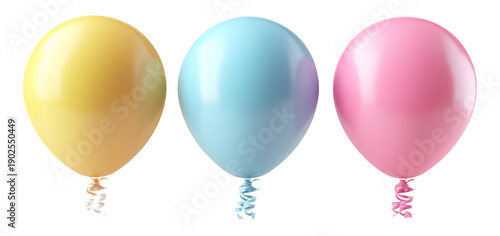 Wallpaper Mural Colorful shiny balloons in vibrant yellow, blue, and pink for celebrations Torontodigital.ca