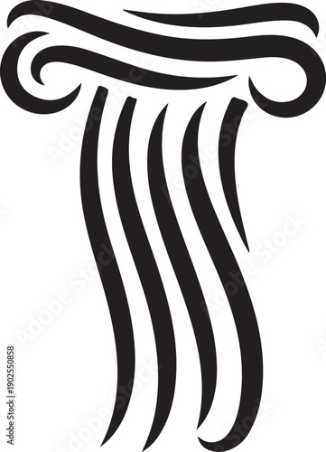 Stylized Ionic Column Capital Logo Vector Icon Black and White