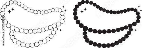 Two distinct beaded necklaces showcasing different bead shapes and colors isolated on white background, illustration